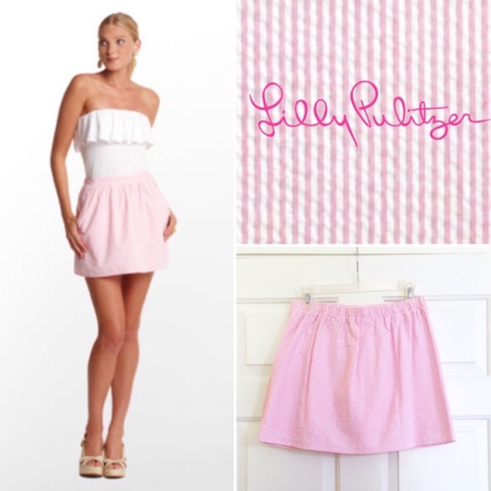 Lilly Pulitzer Hotty Pink Lucky Seersucker Skirt